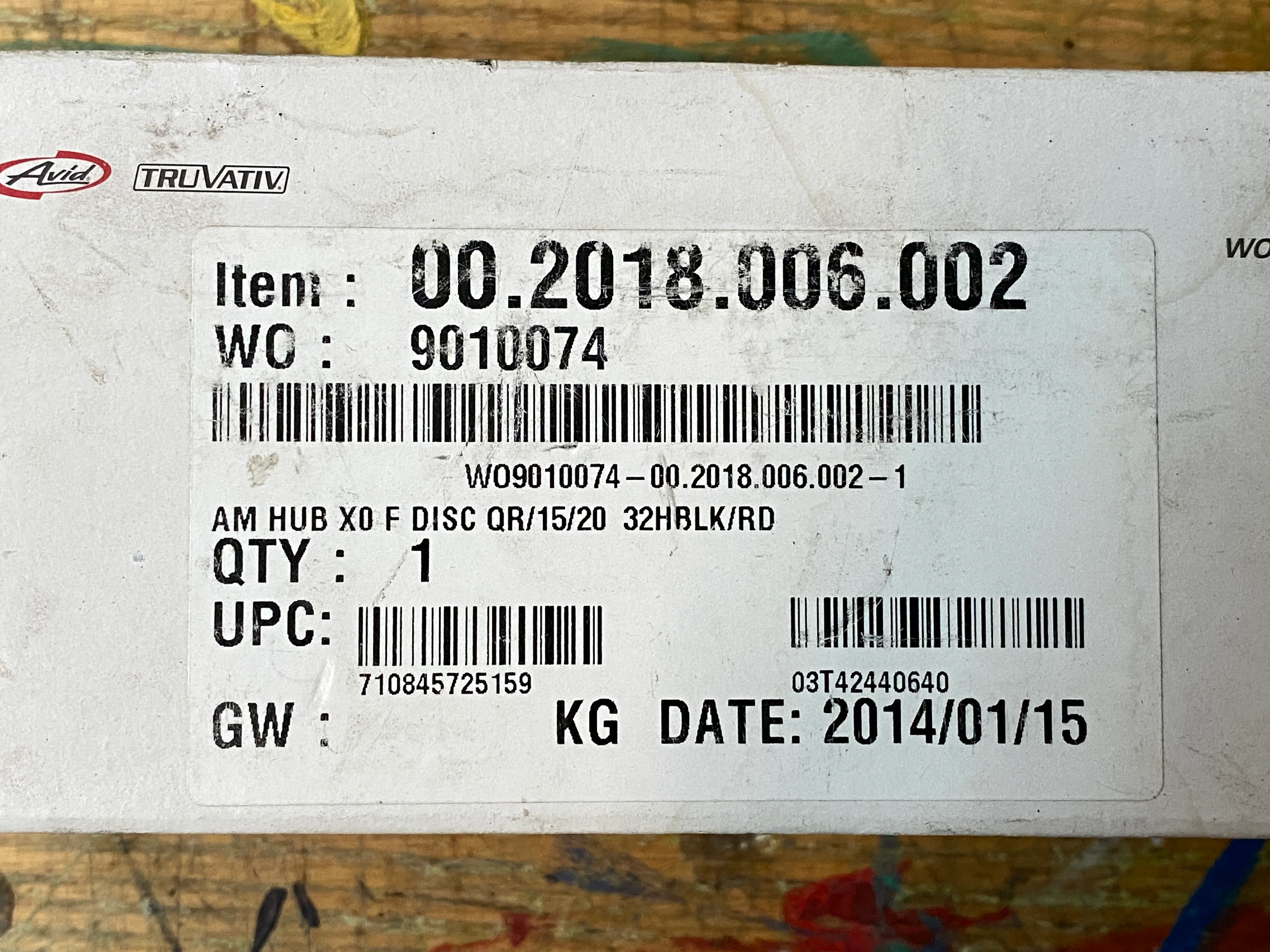 Sram X0 6 Bolt Front Disc Hub QR 32h - Image 4